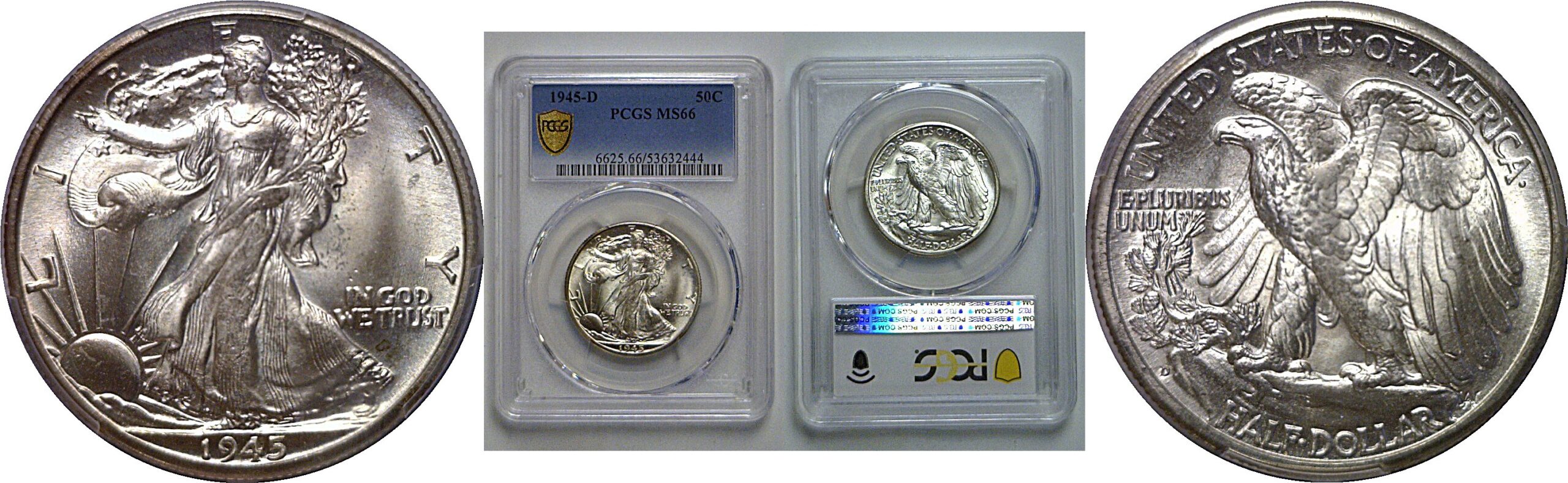 1945-D Walking Liberty Half Dollar   PCGS MS-66