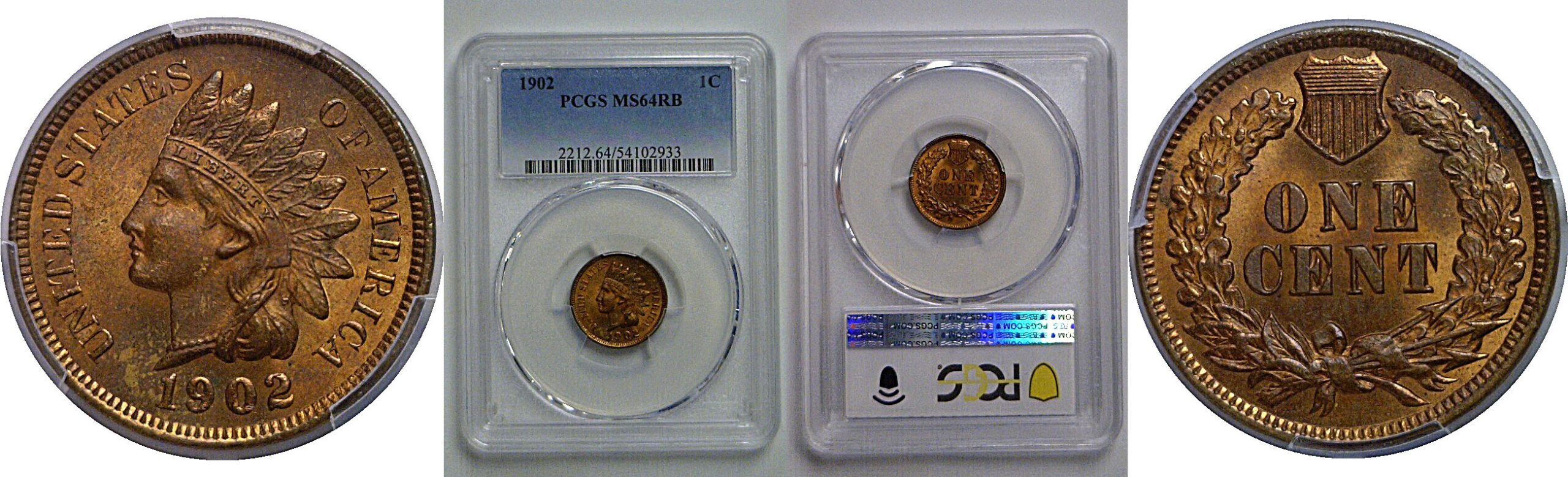 1902 Indian Head Cent   PCGS MS-64 RB