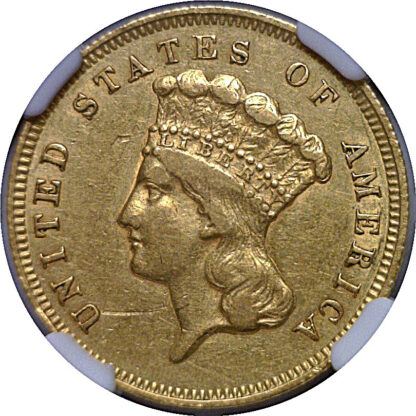 1857-S $3 Princess   NGC AU-50 - Image 2
