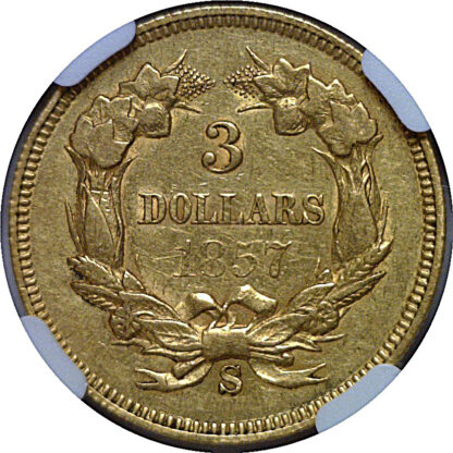 1857-S $3 Princess   NGC AU-50 - Image 3