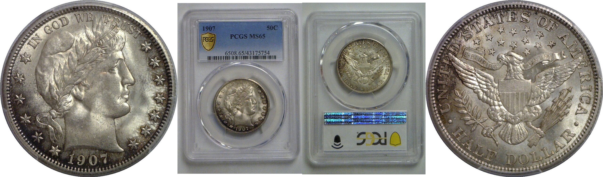 1907 Barber Half Dollar   PCGS MS-65