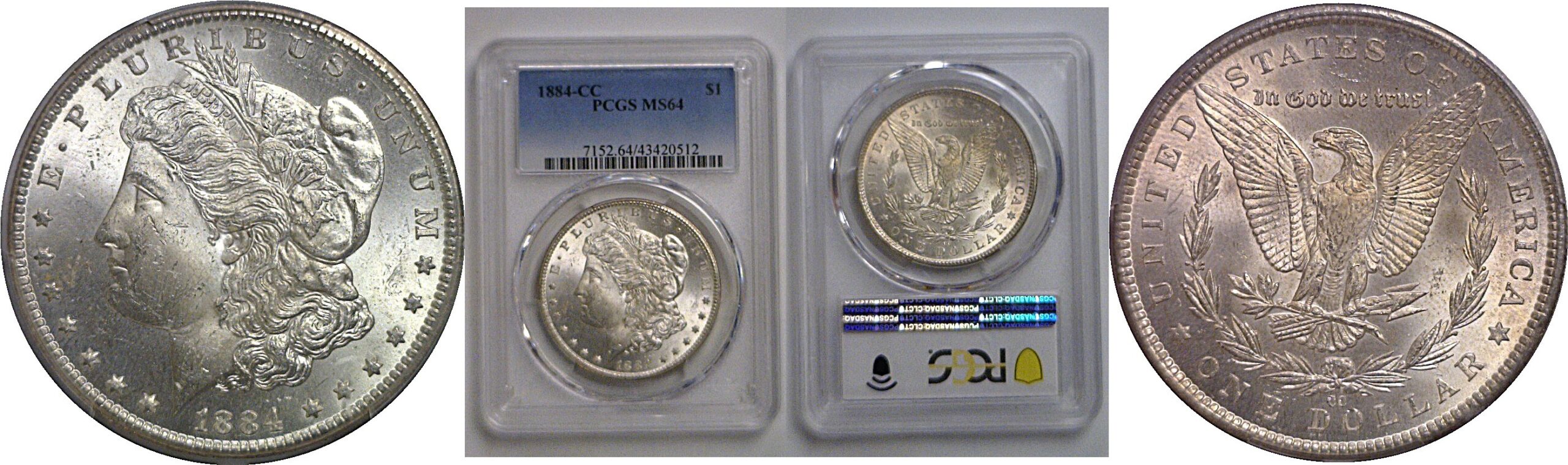 1884-CC Morgan Dollar   PCGS MS-64