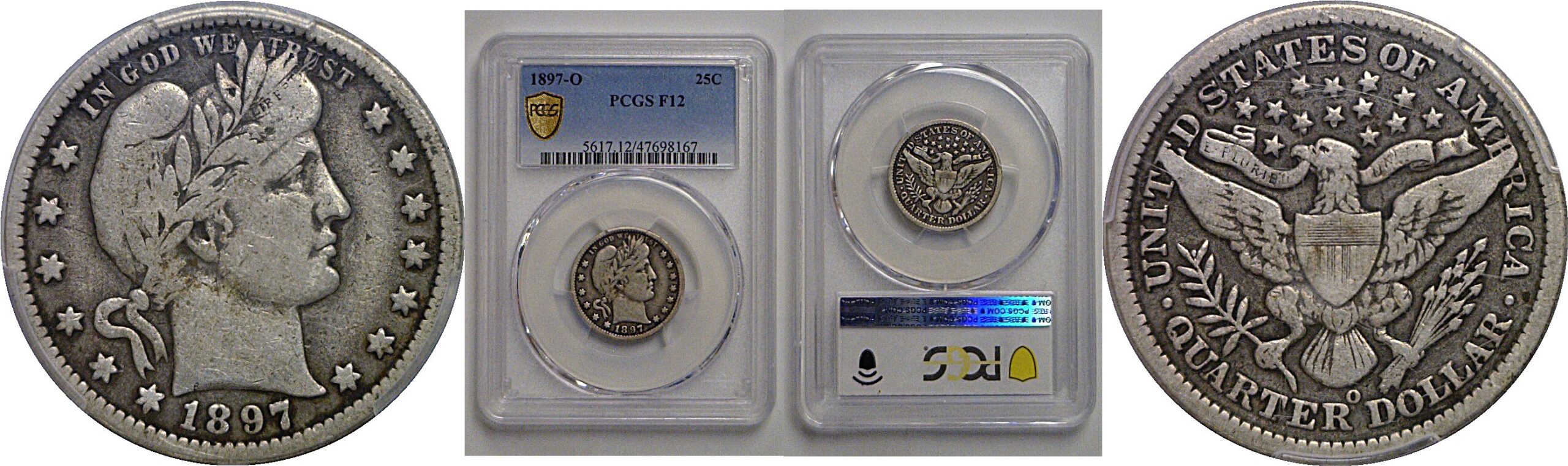 1897-O Barber Quarter    PCGS F-12