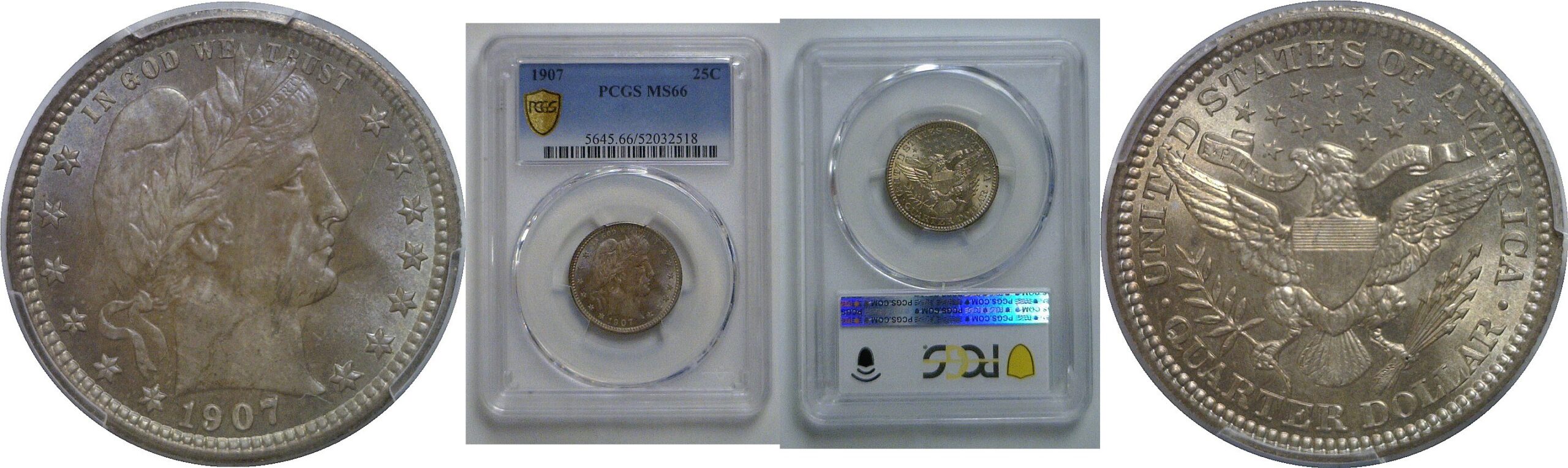 1907 Barber Quarter   PCGS MS-66