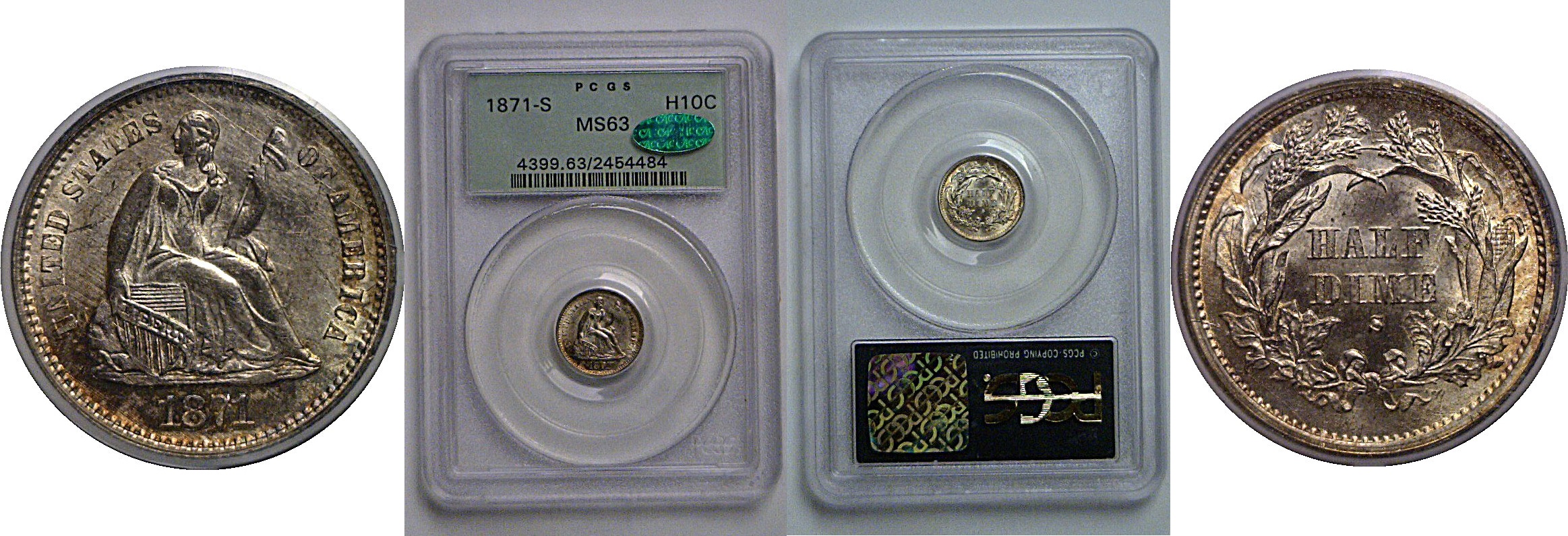 1871-S Seated Liberty Half Dime   PCGS MS-63  CAC