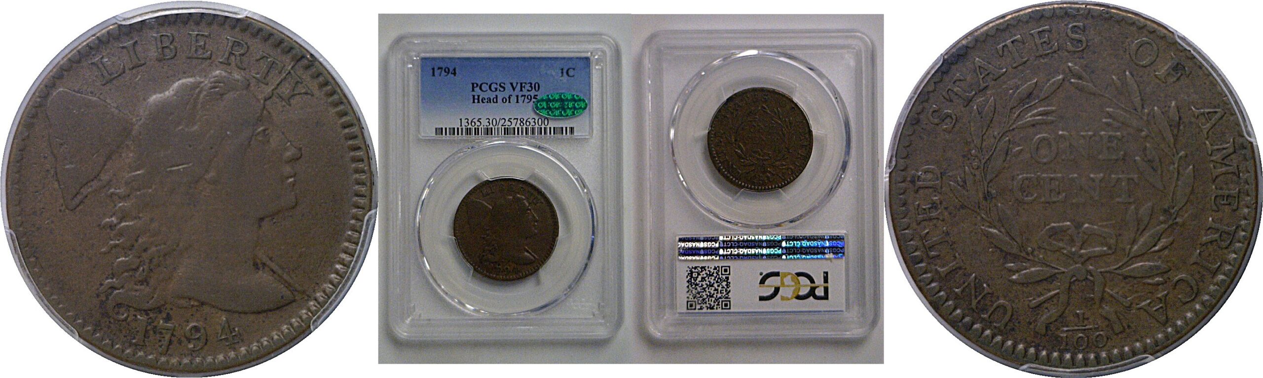 1794 Head of 1795  Large Cent   PCGS VF-30  CAC