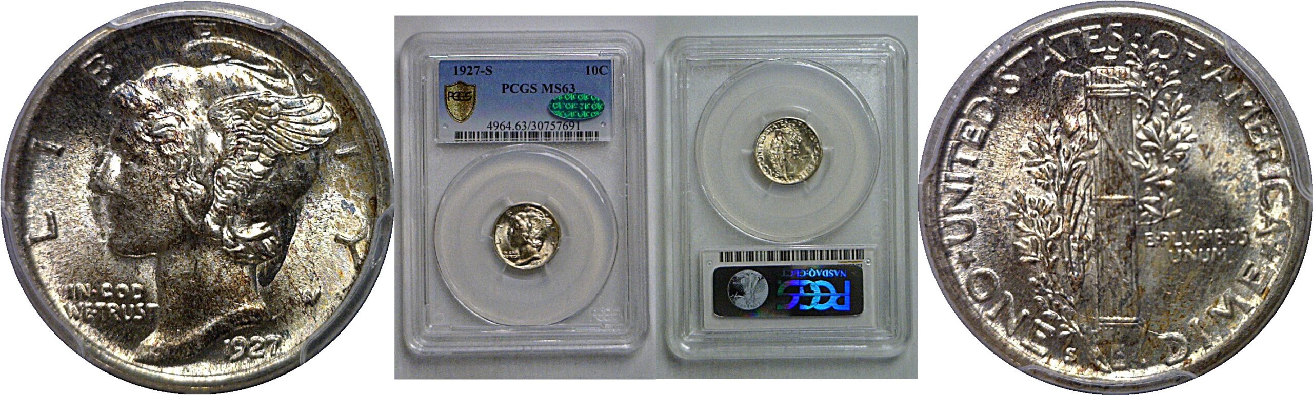 1927-S Mercury Dime   PCGS MS-63  CAC