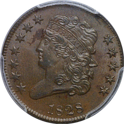 1828 12 Stars  Half Cent   PCGS MS-62 BN - Image 2