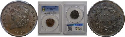 1828 12 Stars  Half Cent   PCGS MS-62 BN