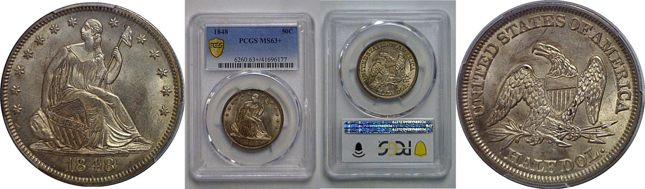 1848 Seated Liberty Half Dollar   PCGS MS-63+