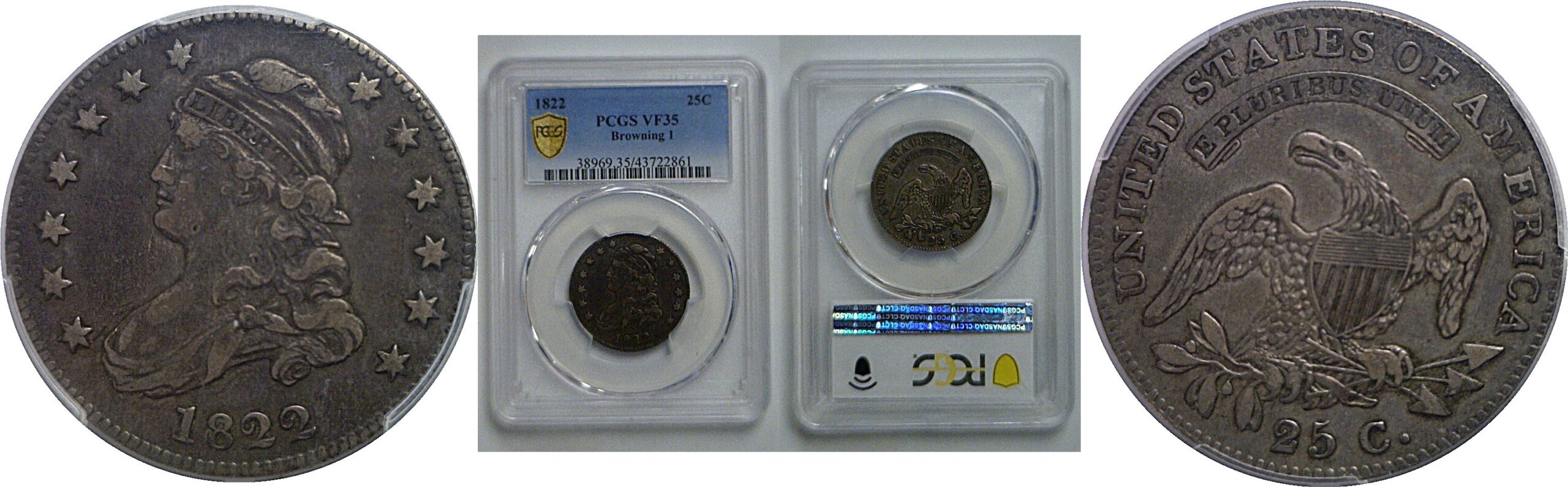 1822 Bust Quarter   PCGS VF-35