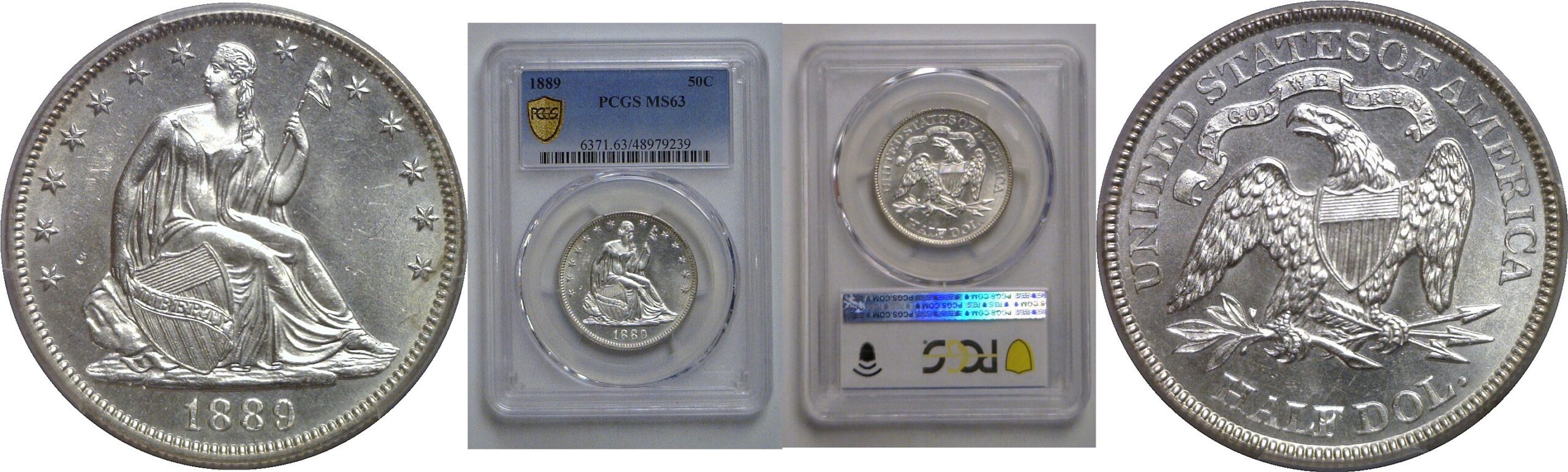 1889 Seated Liberty Half Dollar   PCGS MS-63