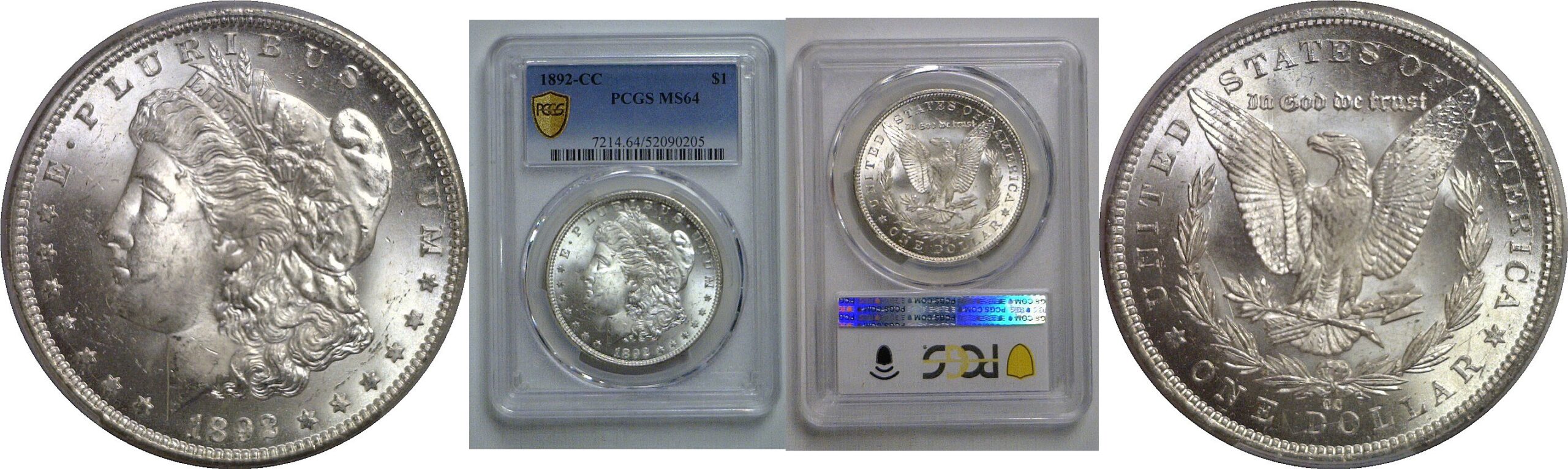 1892-CC Morgan Dollar   PCGS MS-64