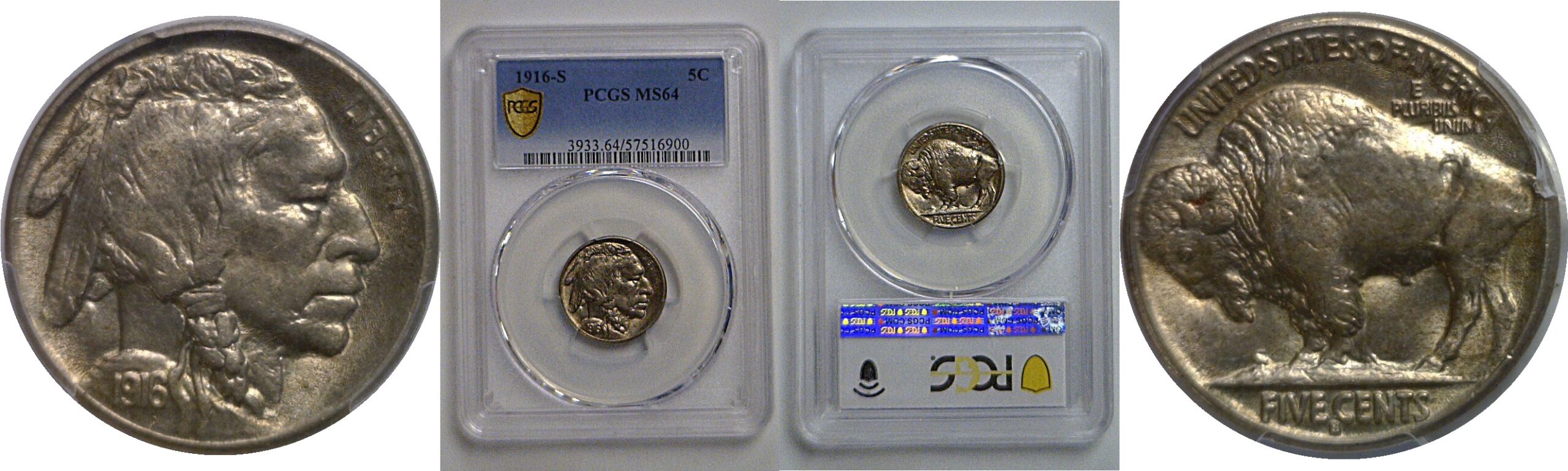 1916-S Buffalo Nickel   PCGS MS-64