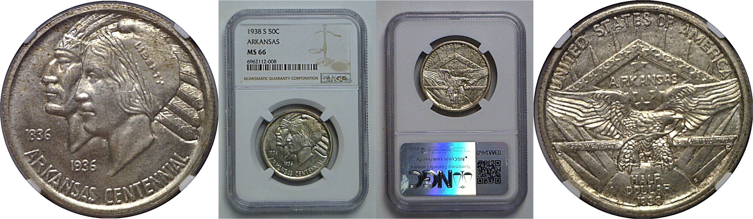 1938-S Arkansas Commemorative Half Dollar   NGC MS-66