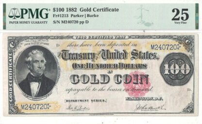 1882 $100 Gold Certificate Fr-1213 PMG VF-25 - Image 2