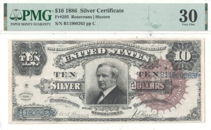 1886 $10 Silver Certificate Fr-295 PMG VF-30 - Image 2