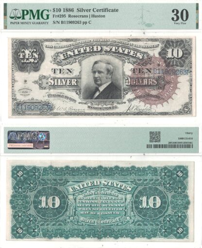 1886 $10 Silver Certificate Fr-295 PMG VF-30