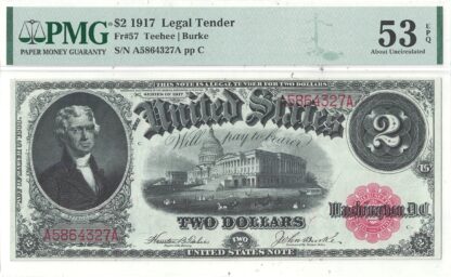 1917 $2 Legal Tender Note Fr-57 PMG AU-53 EPQ - Image 2