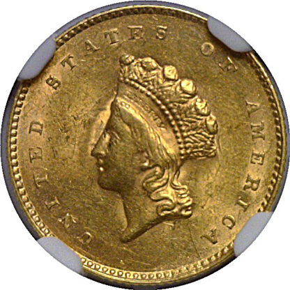 1855 One Dollar Gold Coin - NGC MS-62 - Image 2