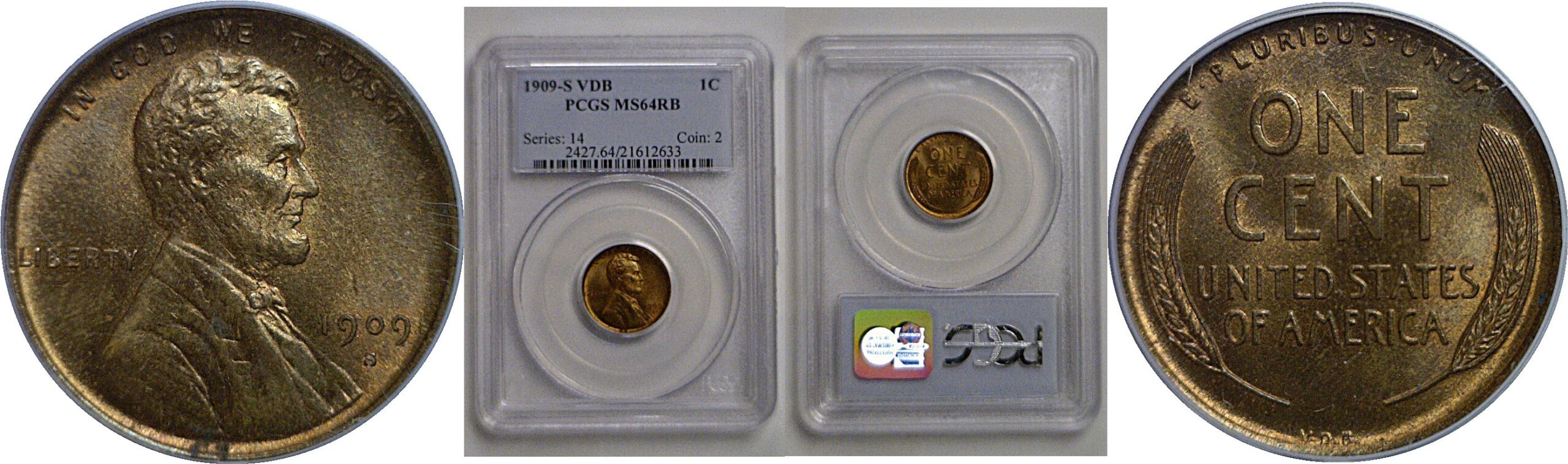 1909-S VDB  Lincoln Cent   PCG MS-64 RB