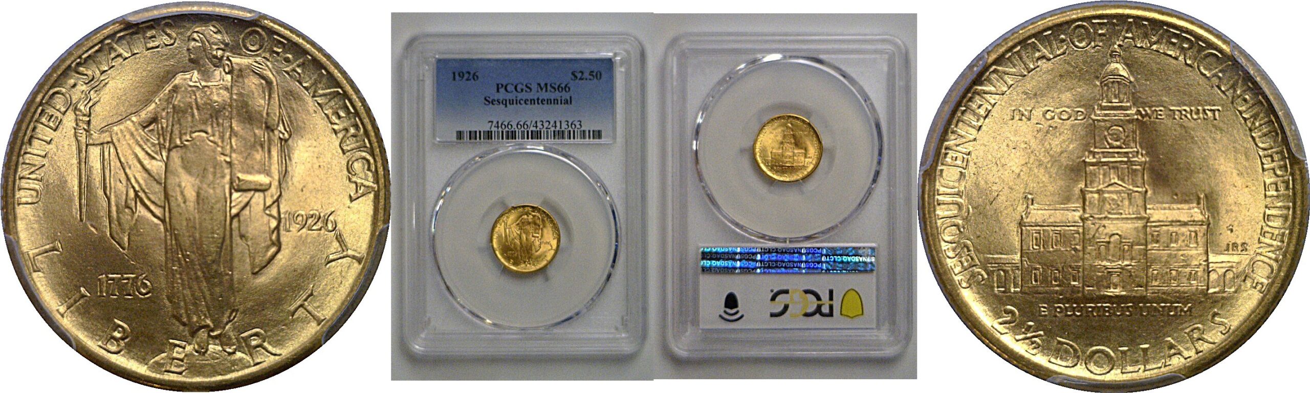 1926 $2 1/2 Sesquicentennial Gold Commemorative    PCGS MS-66