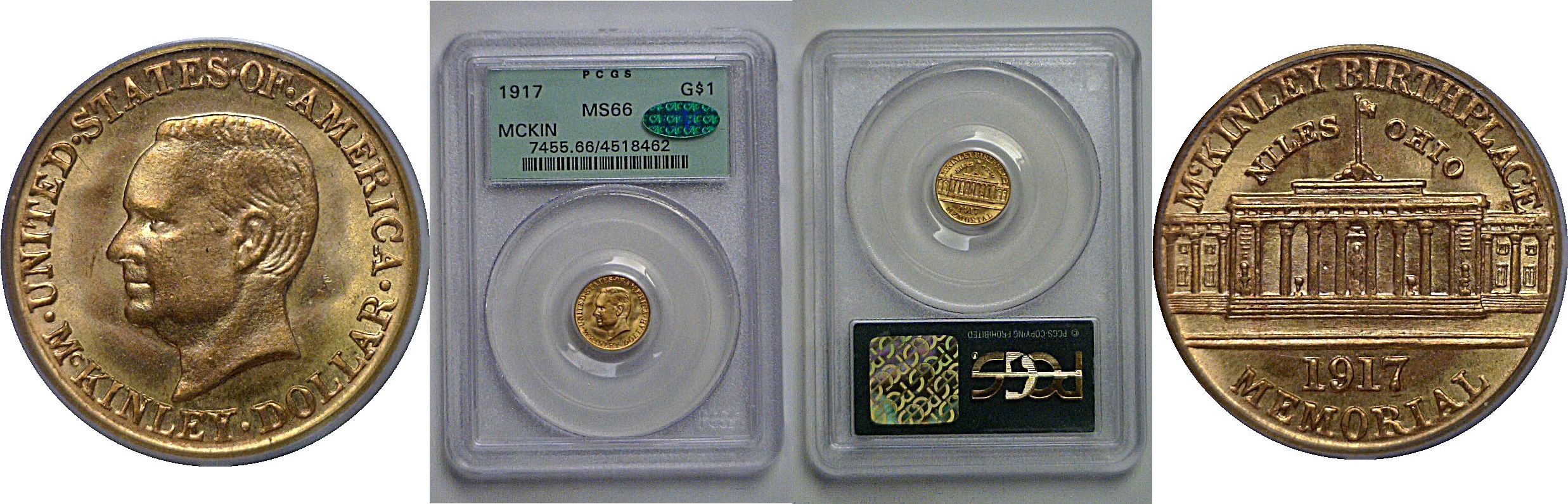 1917 $1 McKinley Gold Commemorative    PCGS MS-66  CAC