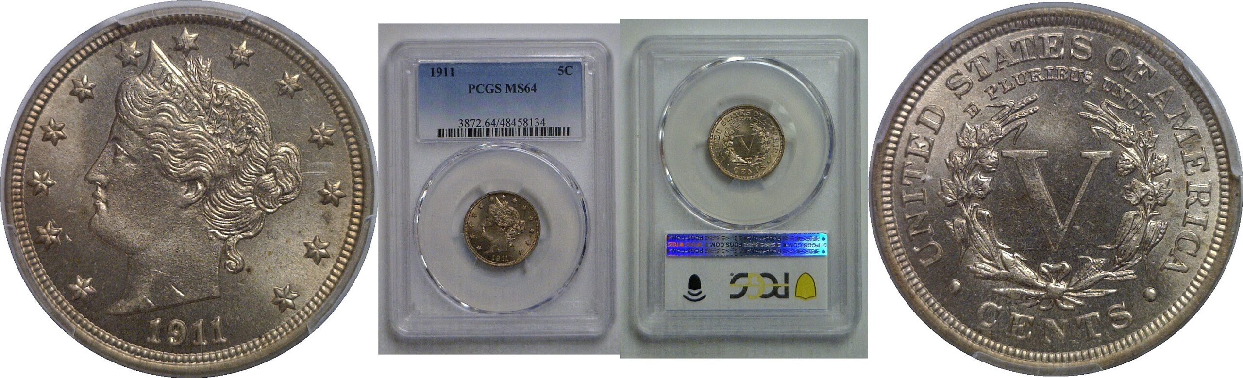 1911 Liberty Nickel    PCGS MS-64