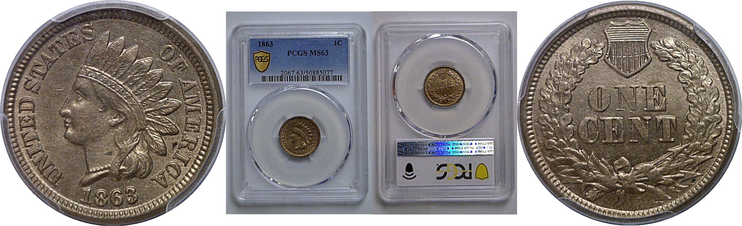 1863 Indian Head Cent   PCGS MS-63