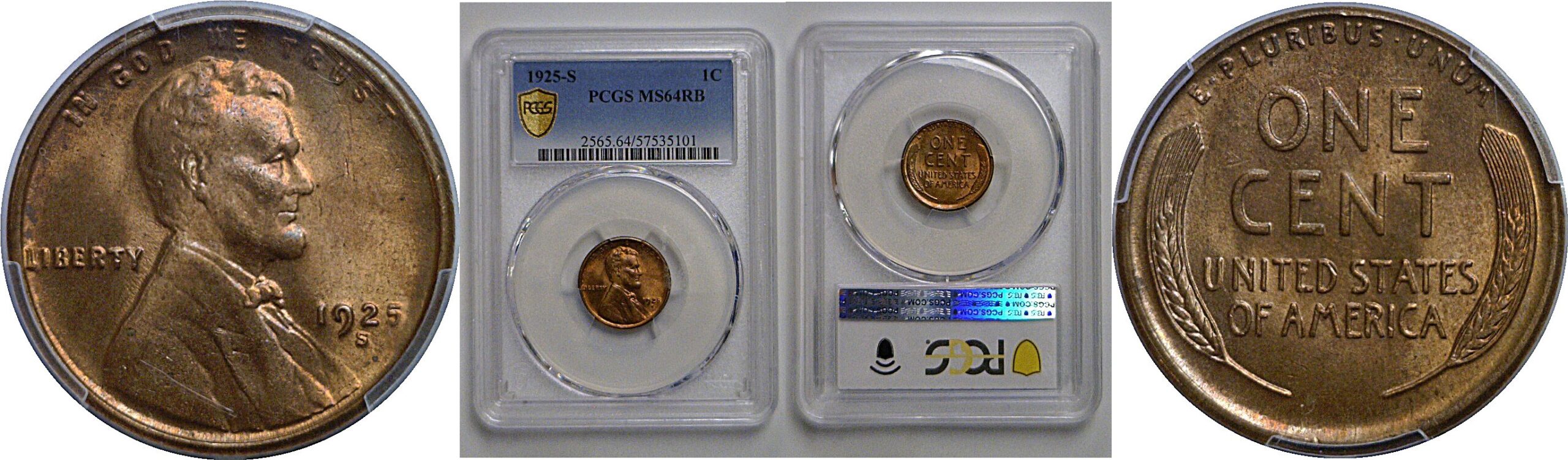 1925-S Lincoln Cent   PCGS MS-64 RB