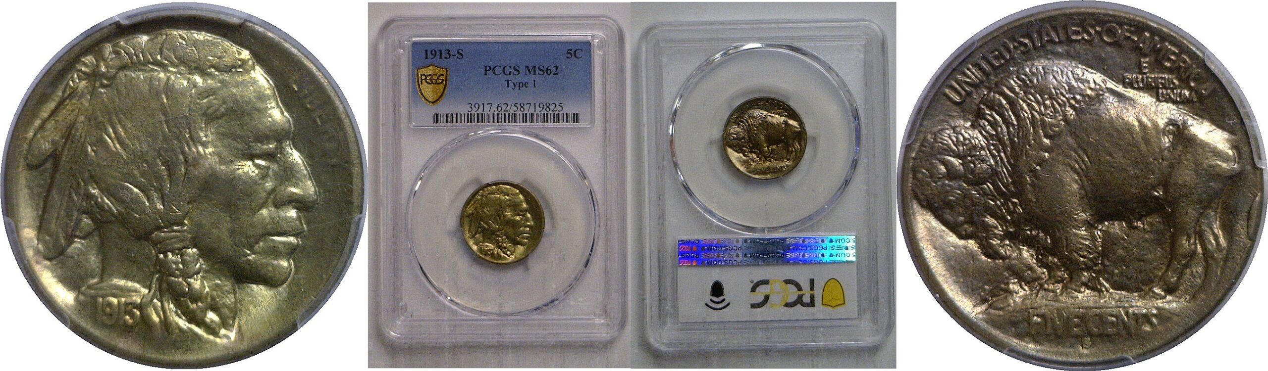 1913-S T-1  Buffalo Nickel   PCGS MS-62