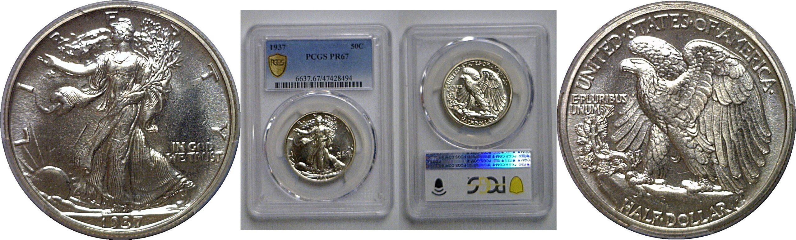 1937 Walking Liberty Half Dollar   PCGS PR-67