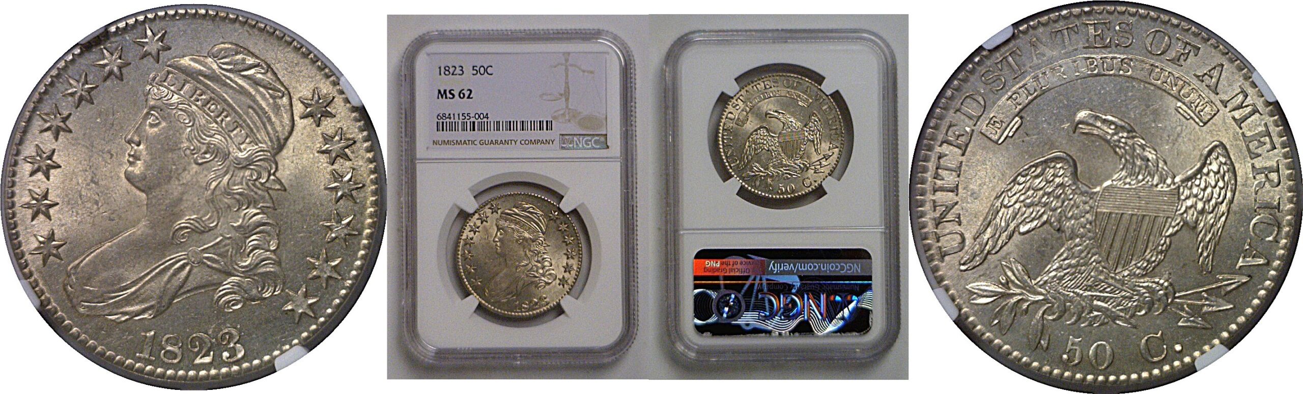 1823 Bust Half Dollar   NGC MS-62