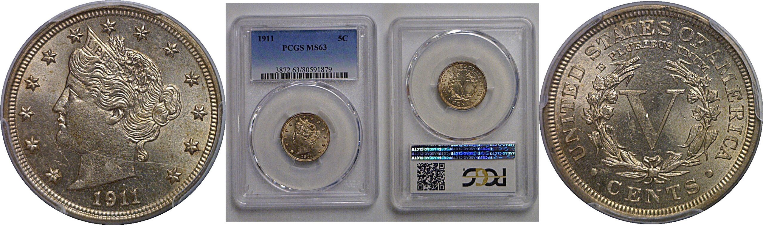 1911 Liberty Nickel   PCGS MS-63