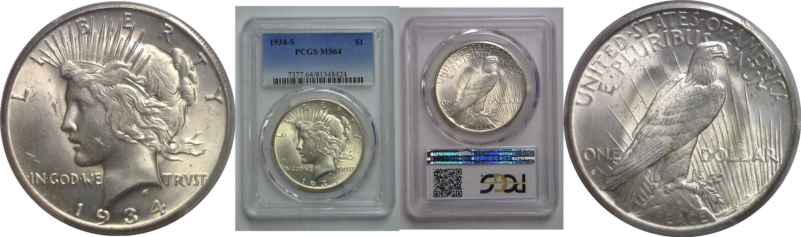 1934-S Peace Dollar   PCGS MS-64