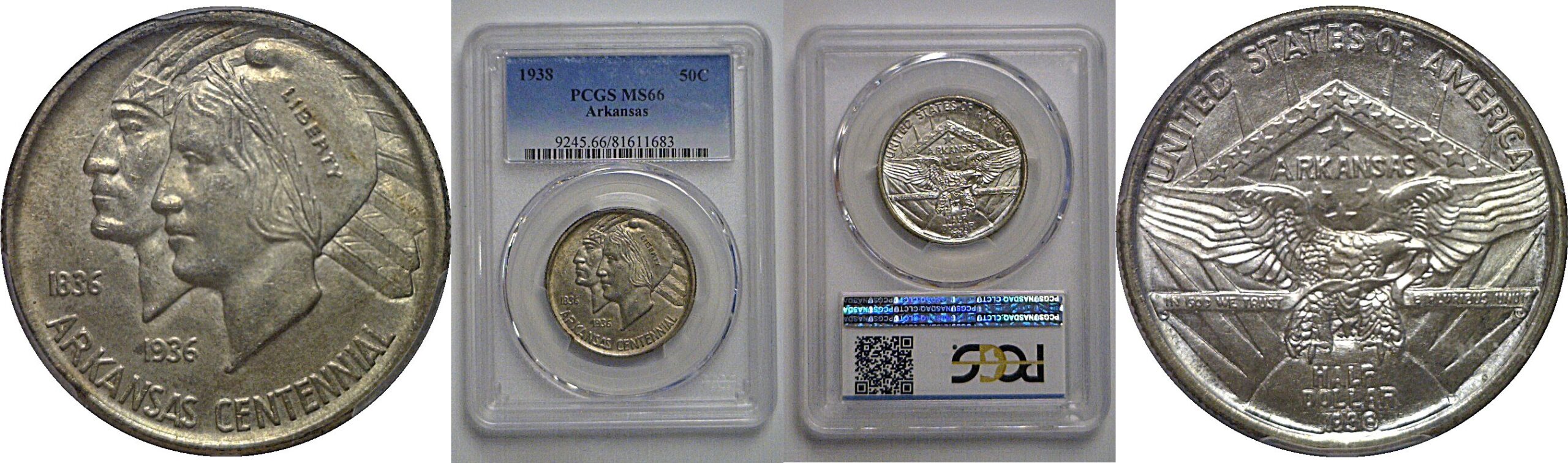 1938 Arkansas Commemorative Half Dollar   PCGS MS-66