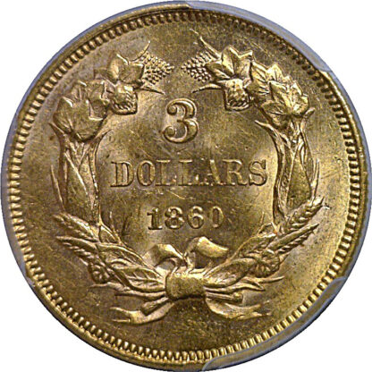 1860 $3 Princess   PCGS MS-64 - Image 3