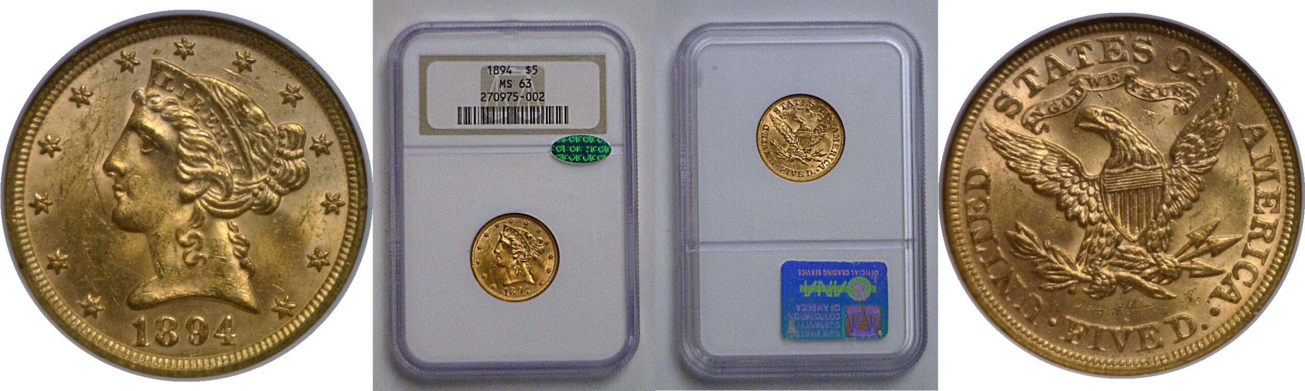 1894 $5 Liberty   NGC MS-63   CAC