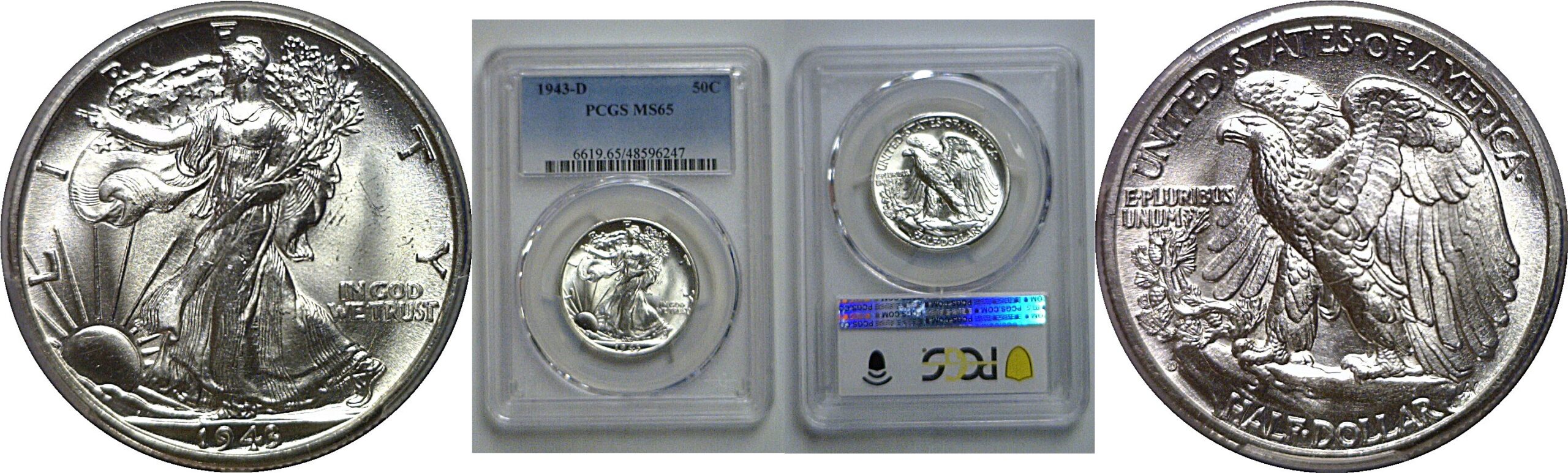1943-D Walking Liberty Half Dollar   -   PCGS MS-65