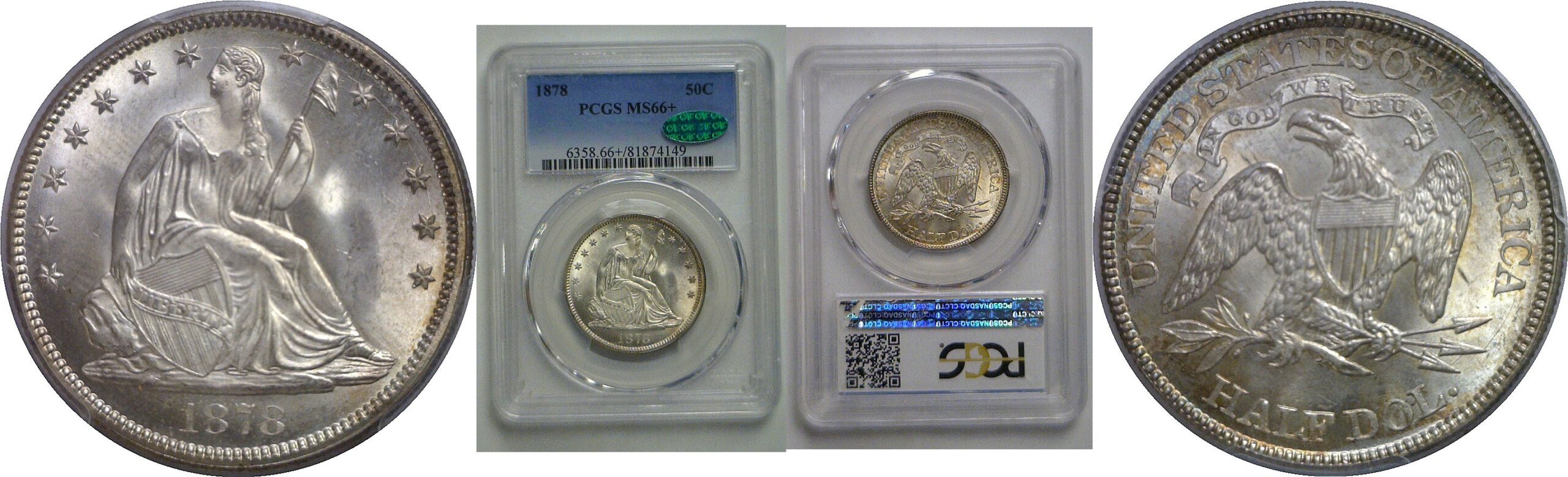 1878 Seated Liberty Half Dollar   PCGS MS-66+  CAC