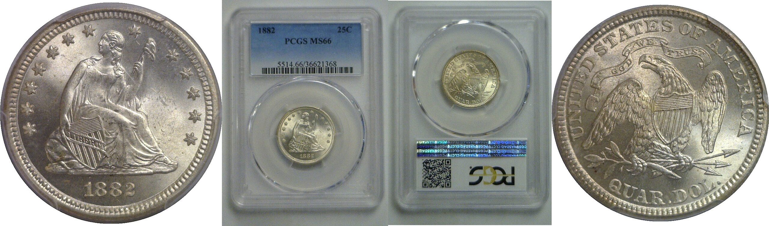 1882 Seated Liberty Quarter   PCGS MS-66
