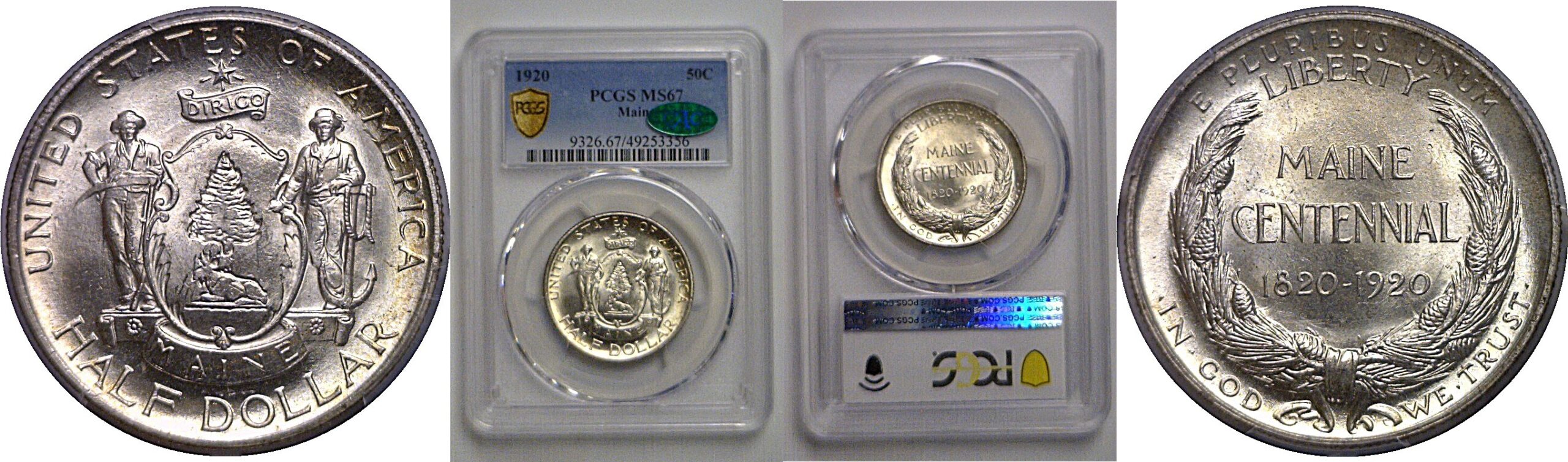 1920 Maine Commemorative Half Dollar   PCGS. MS-67  CAC