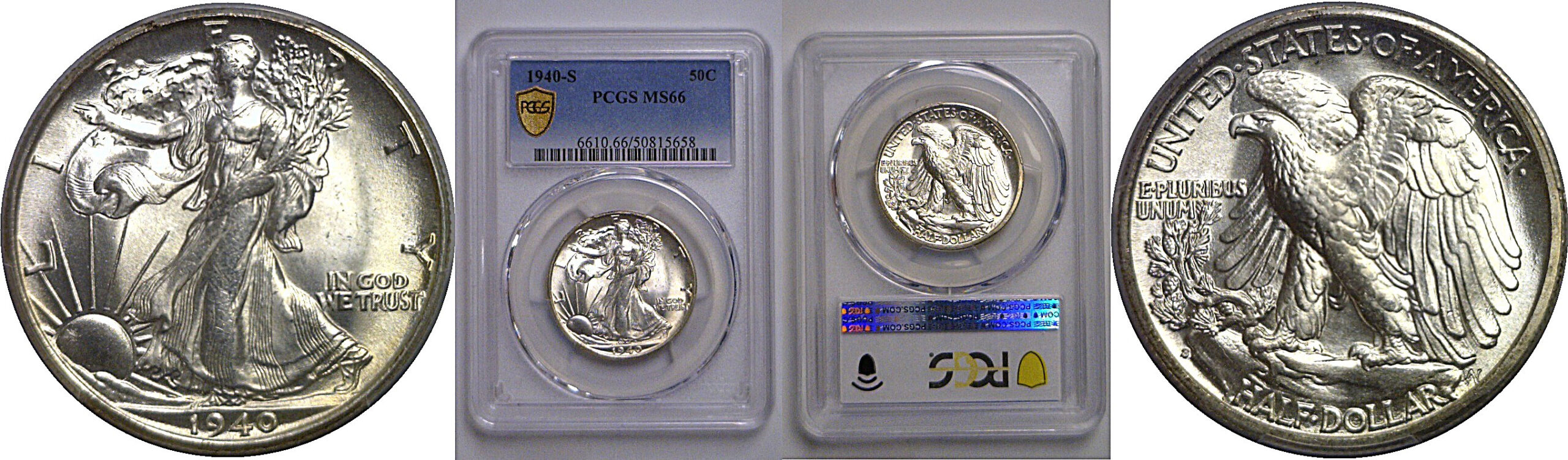 1940-S Walking Liberty Half Dollar    PCGS MS-66