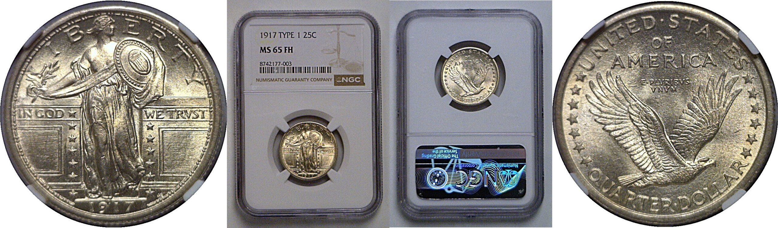 1917 T-1  Standing Liberty Quarter   NGC MS-65 FH