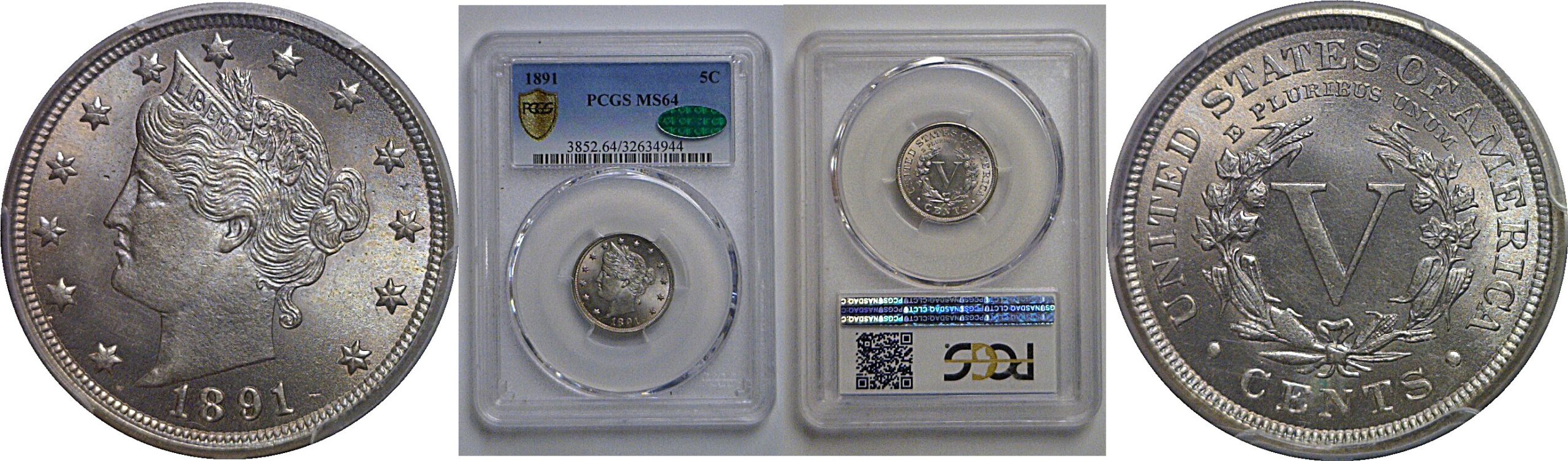 1891 Liberty Nickel   PCGS MS-64  CAC