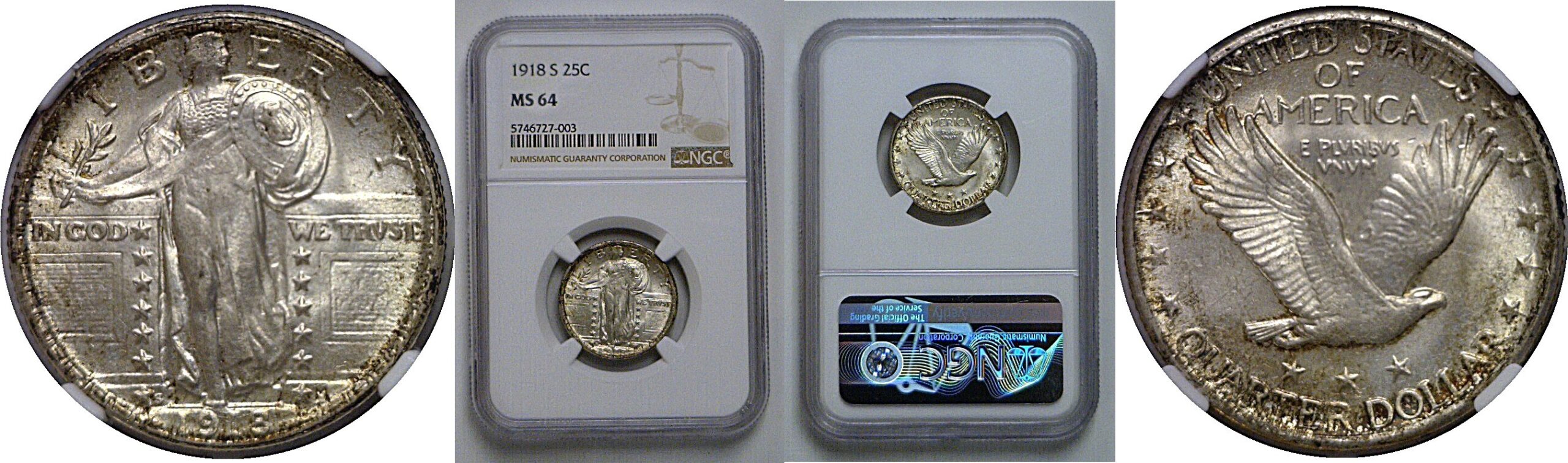 1918-S Standing Liberty Quarter   NGC MS-64