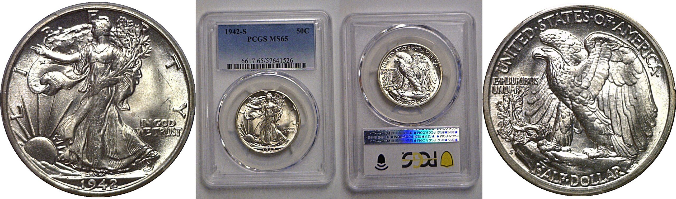 1942-S Walking Liberty Half Dollar   PCGS MS-65