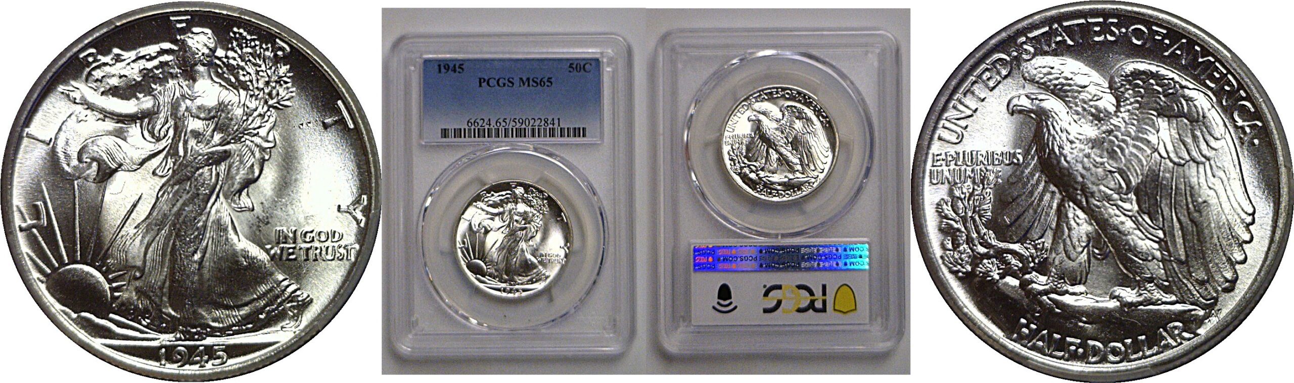 1945 Walking Liberty Half Dollar   PCGS MS-65