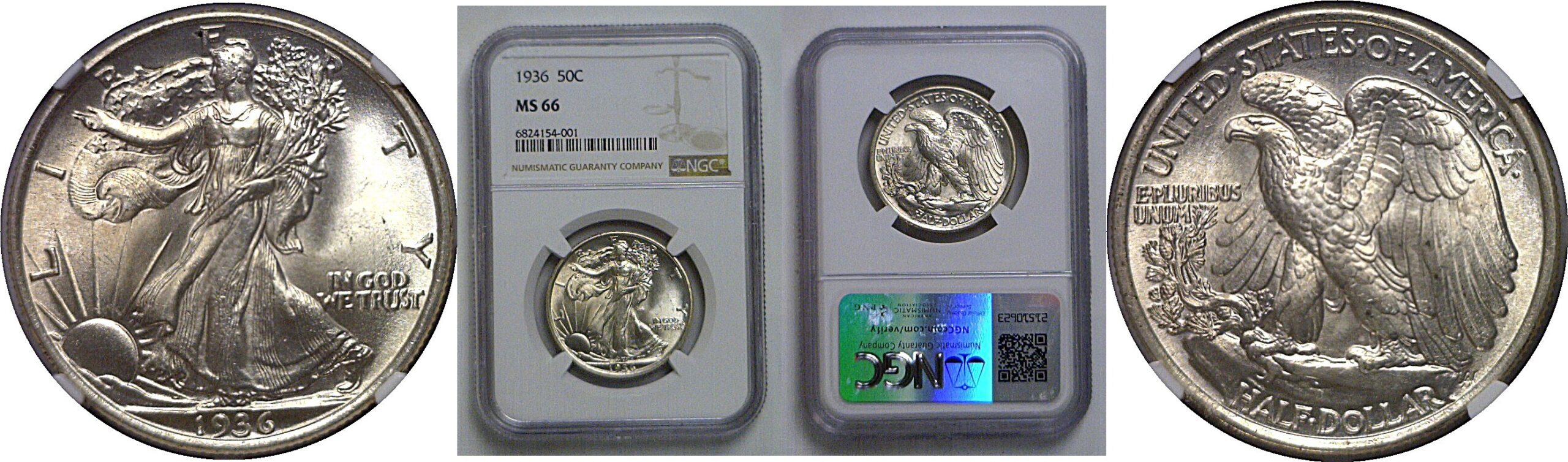 1936 Walking Liberty Half Dollar    NGC MS-66