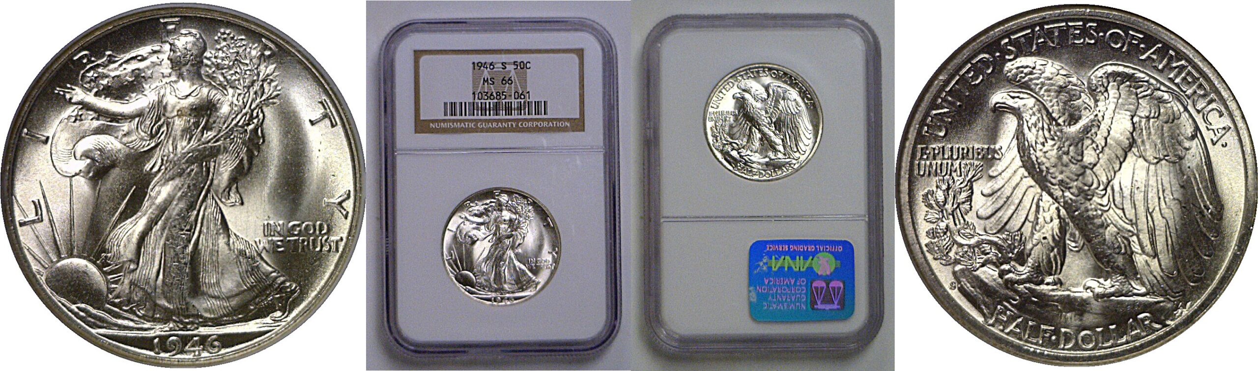 1946-S Walking Liberty Half Dollar   NGC MS-66